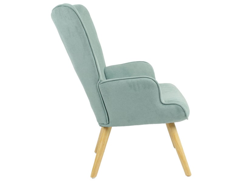  Fauteuil en tissu vert clair pied en bois 75x69x96 cm  - Conforama D