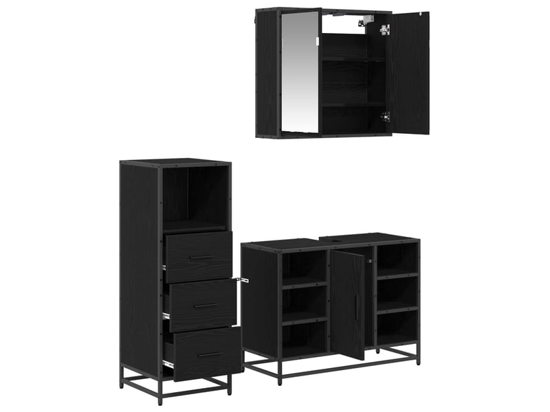  Ensemble de mobilier de salle de bain 3 pc chêne noir cf64361  - Conforama E