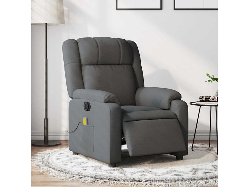 Fauteuil inclinable de massage électrique gris foncé tissu shl24873 - Conforama B