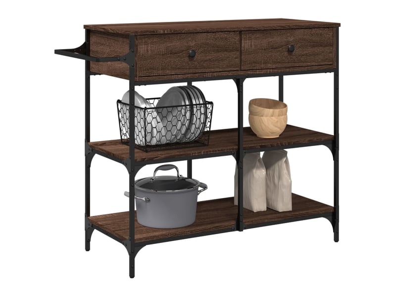  Desserte de cuisine, chariot de rangement chêne marron 105x42x95 cm bois d'ingénierie  - Conforama E