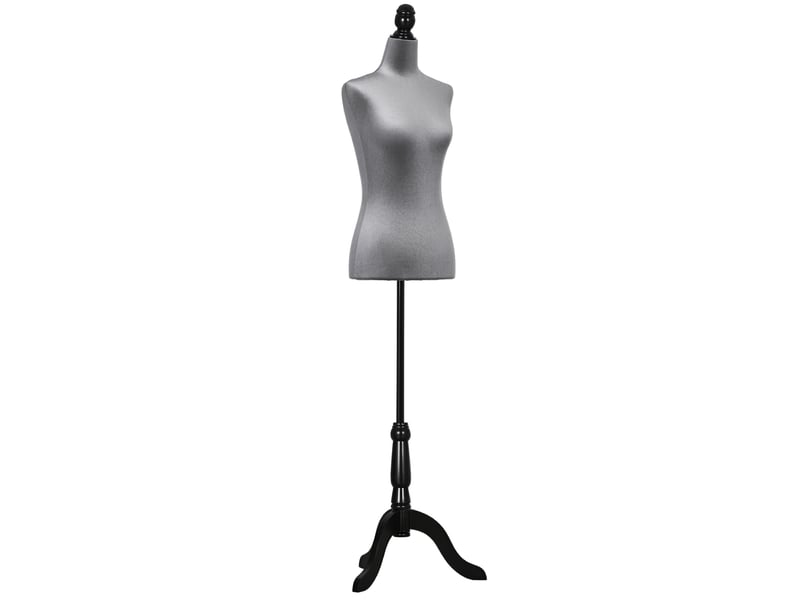  Mannequin de couture ajustable 130-168 cm avec trépied en bois pour la photographie de mode et la présentation de vêtements - gris  - Conforama A