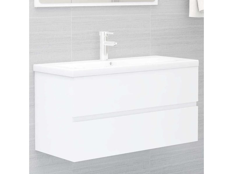  Armoire d'évier avec lavabo intégré, cabinet de salle de bain blanc bois d'ingénierie cf65594  - Conforama B