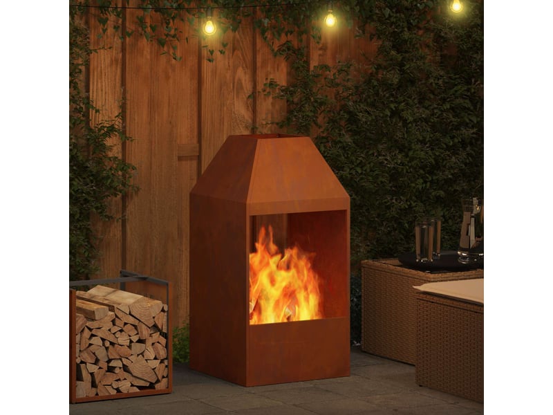  Brasero exterieur, foyer camping rouillé 50x50x100 cm acier patiné shl95426  - Conforama D
