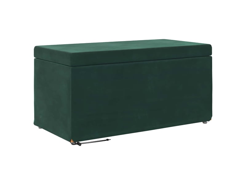 Tabouret bas, ottoman vert foncé 81x41x40 cm velours et bois composite  - Conforama A