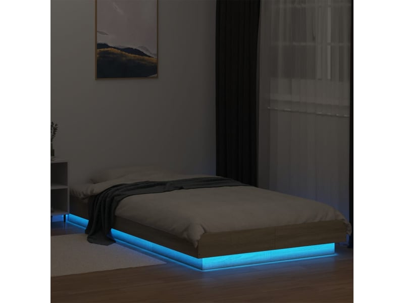  Lit simple- lit adulte -  cadre de lit avec lumières led sans matelas 100x200 cm  - Conforama C