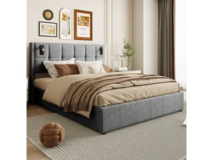Lit 2 places 140x200 cm SHOPENTRA   coloris gris