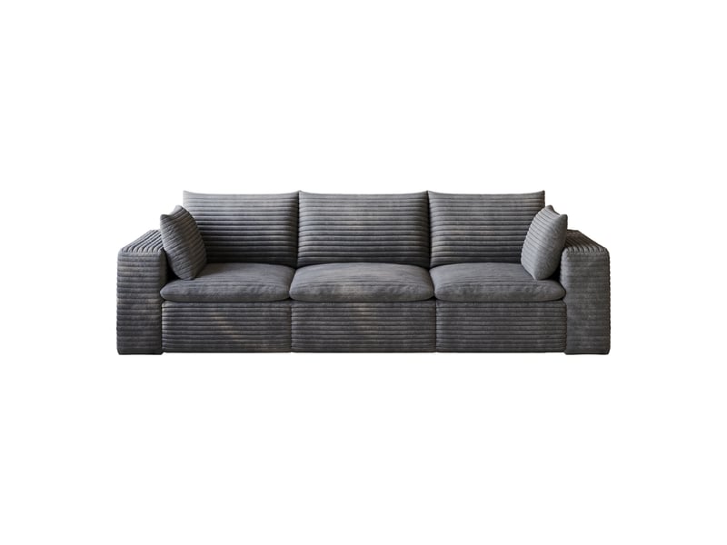  Canapé nuage 260 cm velours côtelé gris foncé - canapé salon double couche sans montage  - Conforama A