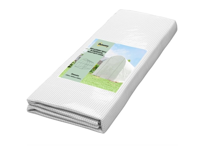  Housse de rechange pour serre 400x200x200 cm étanche avec porte et 8 fenêtres blanc  - Conforama A