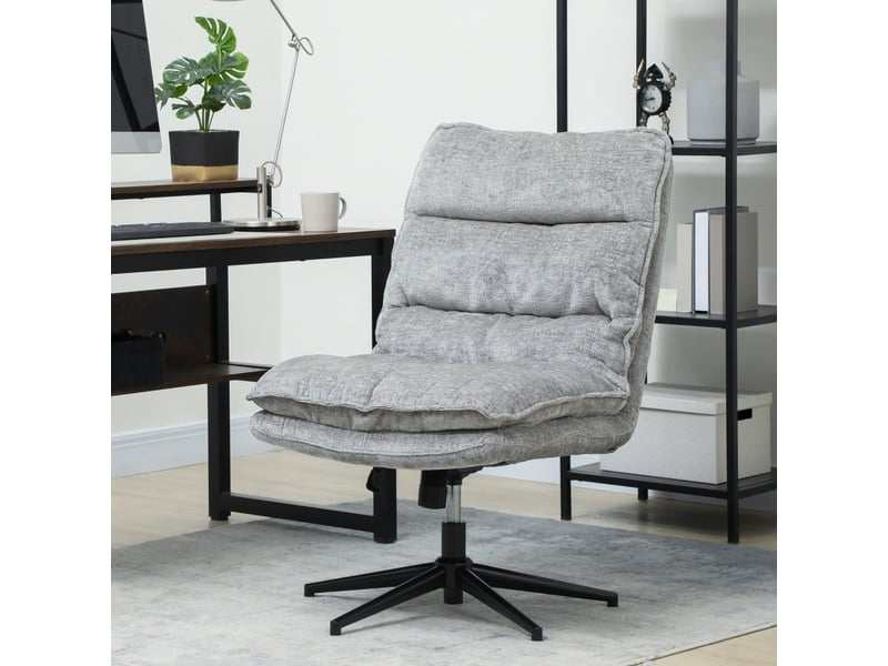  Chaise de bureau noraen pivotante réglable tissu gris  - Conforama D