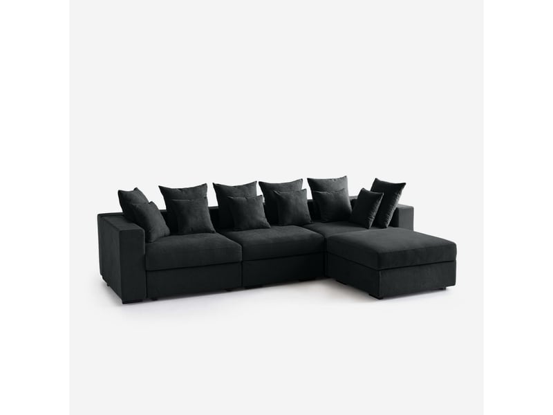  Canapé modulaire déhoussable made in italy avec pouf et coussins cortina a - noir  - Conforama D