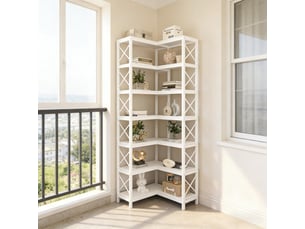 Bibliotheque coloris blanc 7 étagère(s) <strong>MEULVA</strong> <strong></strong> - 60 cm x 200 cm
