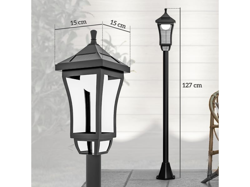  Lanterne solaire de jardin de 127 cm avec lumière led blanche froide, capteur de luminosité et étanchéité ip44.  - Conforama E