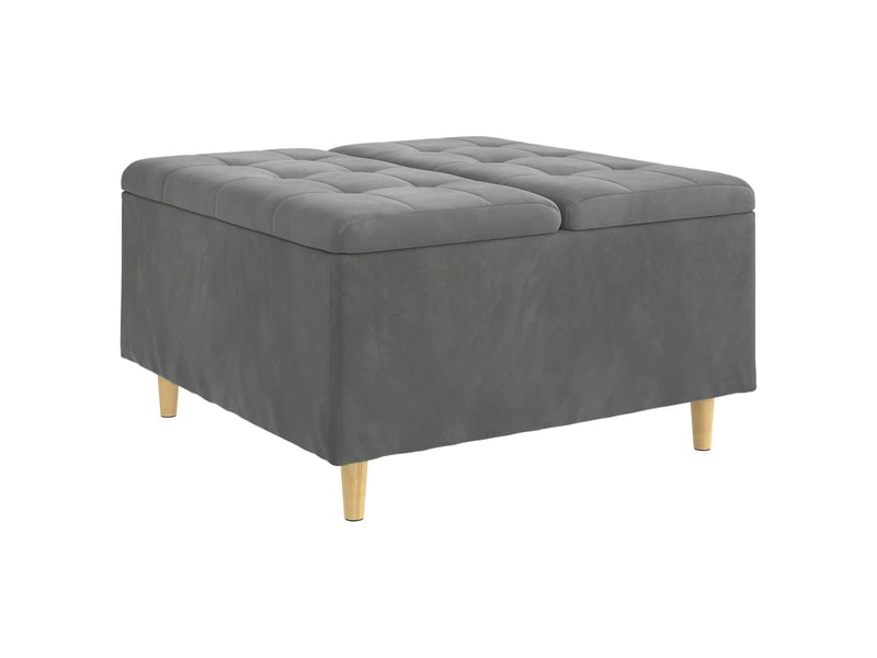  Ottoman, repose pied salon avec rangement gris foncé 80x80x45 cm velours  - Conforama A