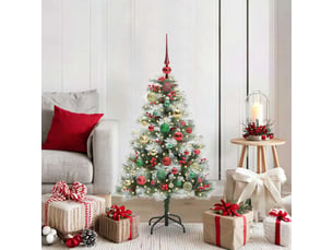 Sapin de noël artificiel, arbre de noël vert et blanc 120 cm shl8993