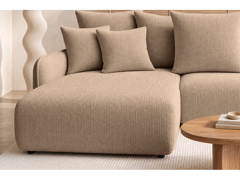  Portofino - canapé d'angle convertible tissu chenille 3 places café  - Conforama E