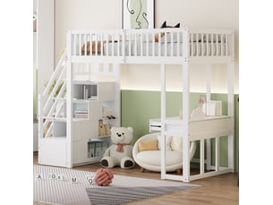 Lit mezzanine 90x200 cm <strong>HAVRYA</strong>  <strong></strong> coloris blanc