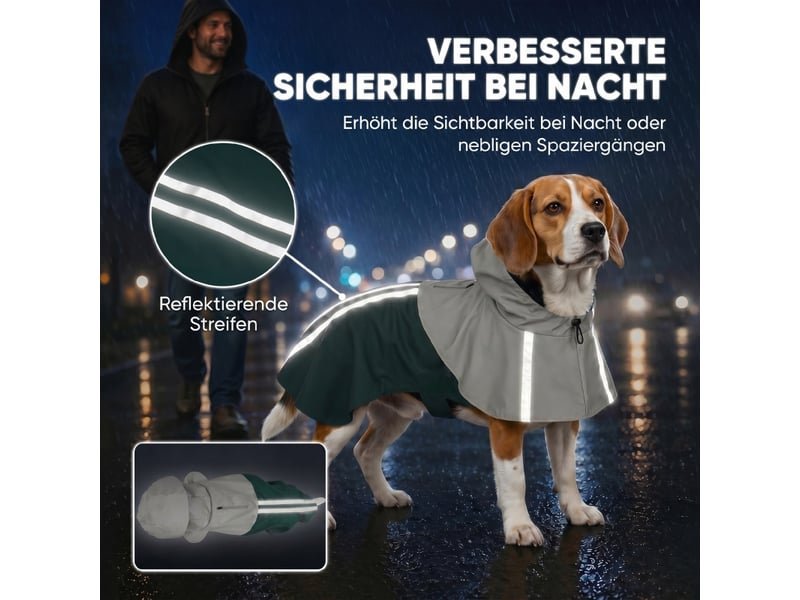  Manteau imperméable à usage canin avec bandes réfléchissantes, vert 88x59x1cm - Conforama E