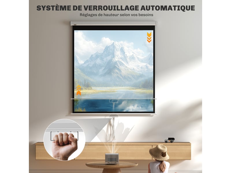  Écran de projection tv et home cinema de 85 pouces projecteur vidéo 1:1 4k hd, 162,5 x 8 x 162 cm  - Conforama A