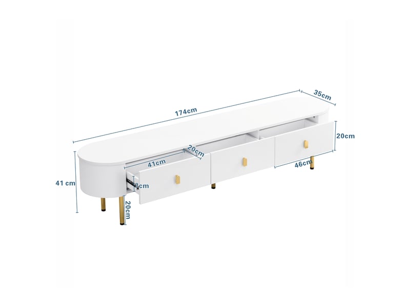  Ensemble meuble tv 180 cm avec table basse, bois blanc et chêne clair, rangements intégrés  - Conforama C