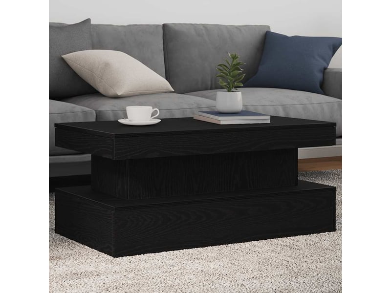  Table basse - table de salon - table à thé avec lumières led chêne noir 90x50x40 cm  - Conforama B