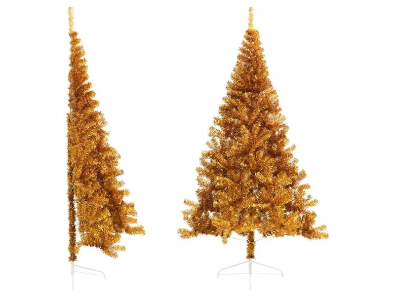  Demi sapin de noël - arbre de noël artificiel avec support doré 240 cm pet  - Conforama B