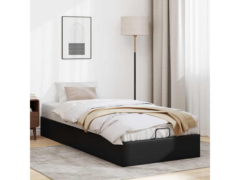  Lit simple- lit adulte -  cadre de lit ottoman sans matelas noir 100x200 cm similicuir  - Conforama B