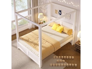 Lit baldaquin 140x200 cm <strong></strong>  <strong></strong> coloris blanc