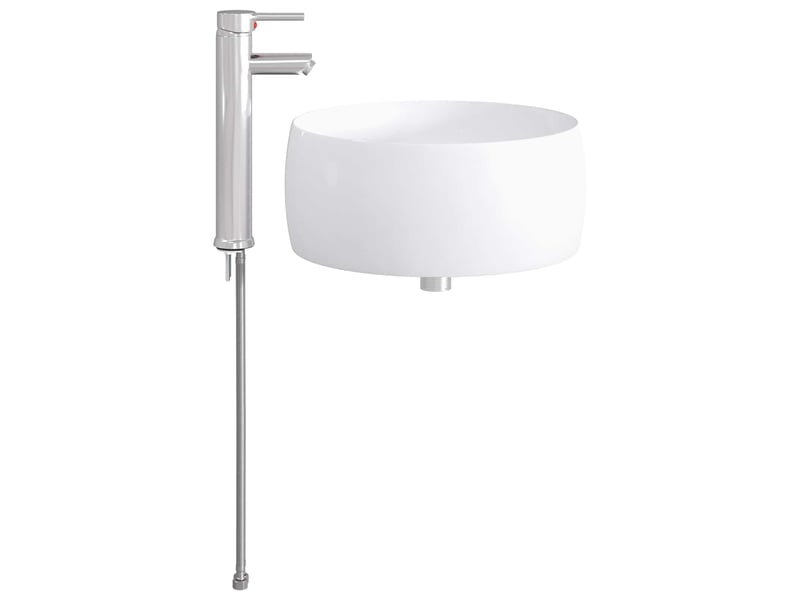  Lavabo avec robinet et évacuation chrome 38.5x38.5x16 cm  - Conforama E