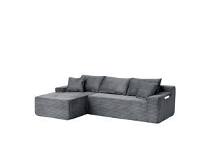 Canapé d'angle compressé gauche fixe MODFU  4 places Velours côtelé Gris