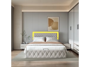 Lit coffre 160x200 cm <strong></strong> <strong></strong> coloris beige