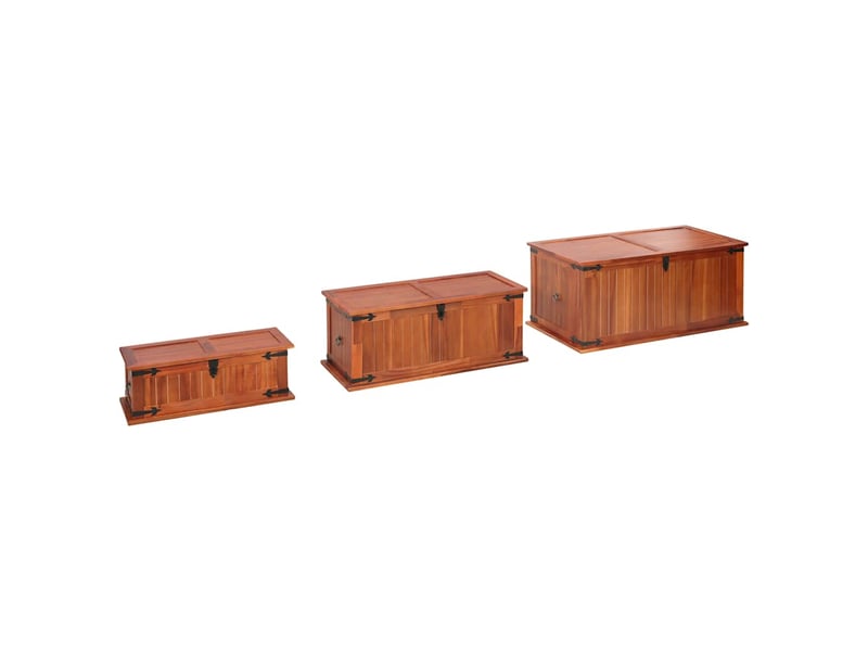  Coffres de rangement 3 pcs bois d'acacia solide  - Conforama E