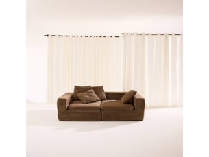 Canapé droit fixe 3 places Tissu marron