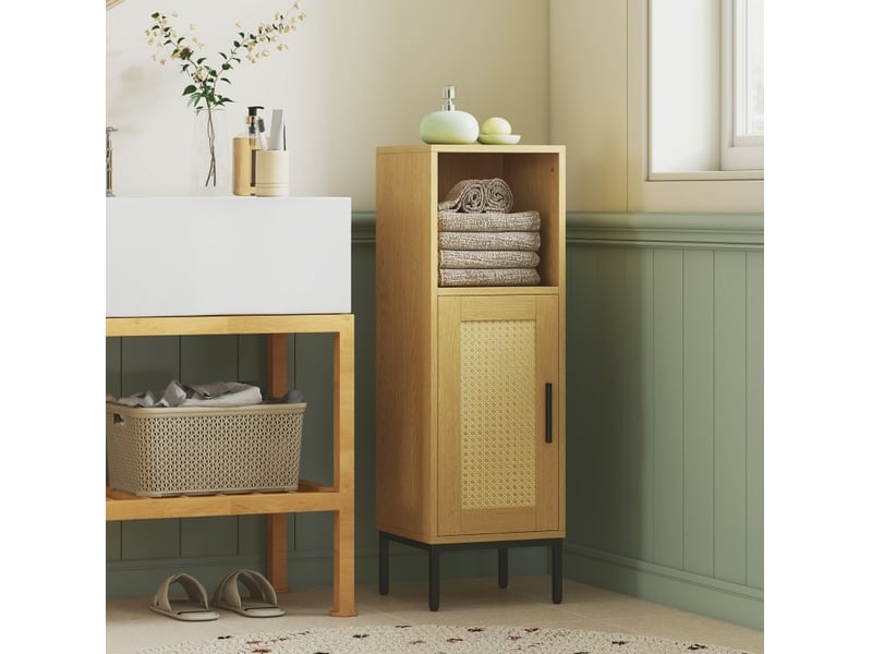  Meuble de salle de bains 30x30x94 cm avec tablette réglable bois naturel  - Conforama B