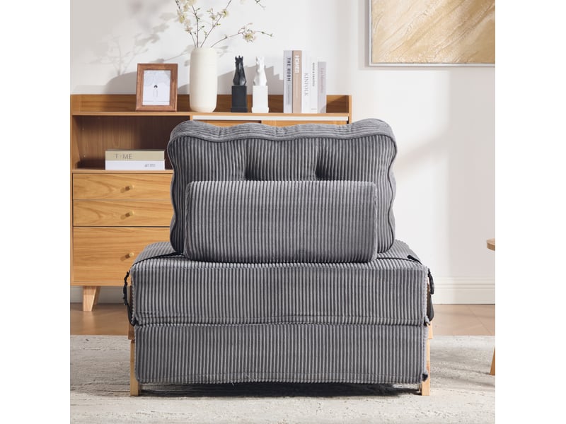Fauteuil-lit tcqpz pliant 1 place 90 x 86 x 84 cm velours côtelé gris foncé - Conforama D