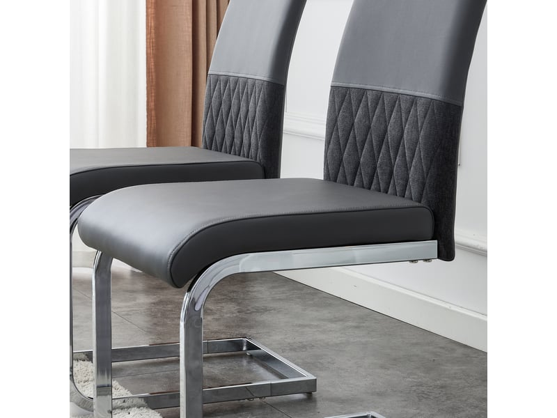 Lot de 6 chaises de salle à manger,42x45x95 cm,pu et lin,gris  - Conforama E