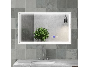Miroir de salle de bain rectangulaire mural lumineux led horizontal ou vertical, 100 x 60 cm