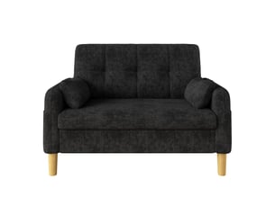 Canapé 2 places 119x78x85cm, assise épaisse, 2 coussins et poche de rangement, chenille gris