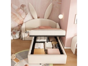 Lit coffre 90x200 cm <strong>HAUSS SPOLE</strong> <strong></strong> coloris beige