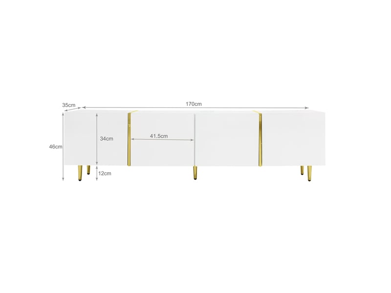  Ensemble meuble tv 170x35x46 cm et table basse 100x60x41,5 cm, 4 portes, 2 tiroirs, mdf blanc brillant  - Conforama C