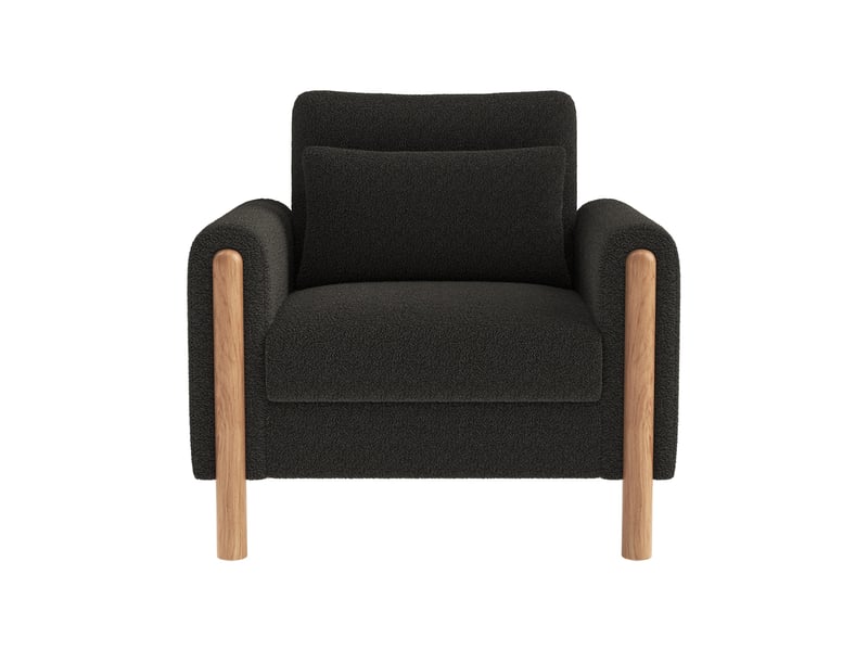  Fauteuil d'accent 87x83x88.5cm – fauteuil salon individuel avec coussin épais et oreiller lombaire – peluche –anthracite  - Conforama A
