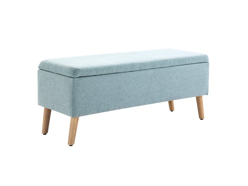  Banc coffre tcqpz 110 x 39 x 45 cm avec rangement polyester aspect lin vert clair  - Conforama A