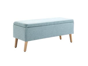 Banc coffre tcqpz 110 x 39 x 45 cm avec rangement polyester aspect lin vert clair