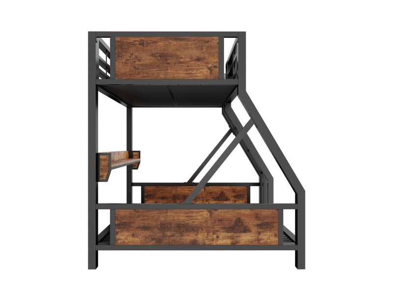  Lit superposé enfant 90x200140x200 cm – noir – étagère et éclairage led intégrés - sans matelas  - Conforama E