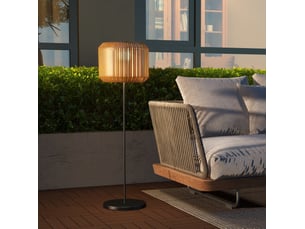 Lampe solaire de jardin effet rotin 34 x 130 cm – jaune – led, capteur crépusculaire, ip44