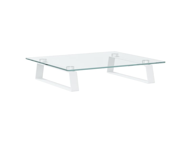  Support de moniteur table meuble bureau 40 x 35 x 8 cm verre trempé et métal blanc 02_0044861  - Conforama A