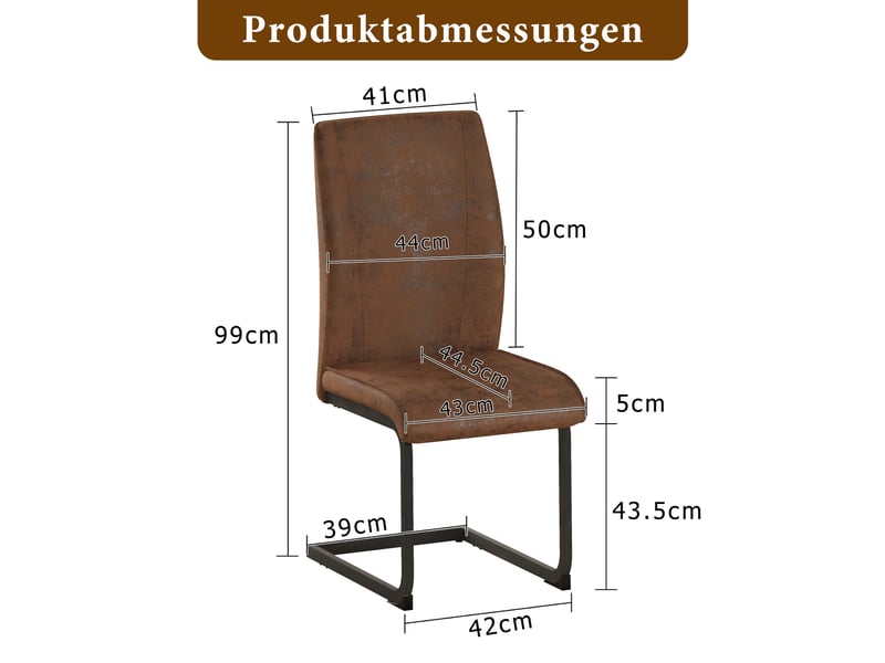  Chaises de salle à manger lot de 2 à dossier ergonomique  - tissu technique, métal noir - marron  - Conforama D