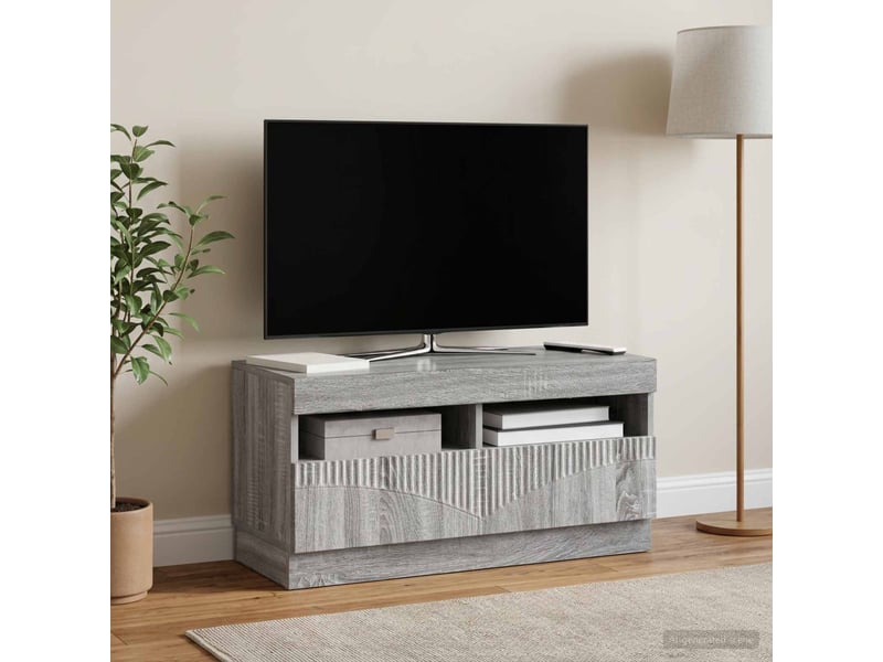 Meuble tv - banc tv - meuble de rangement led sonoma gris bois d'ingénierie - Conforama D
