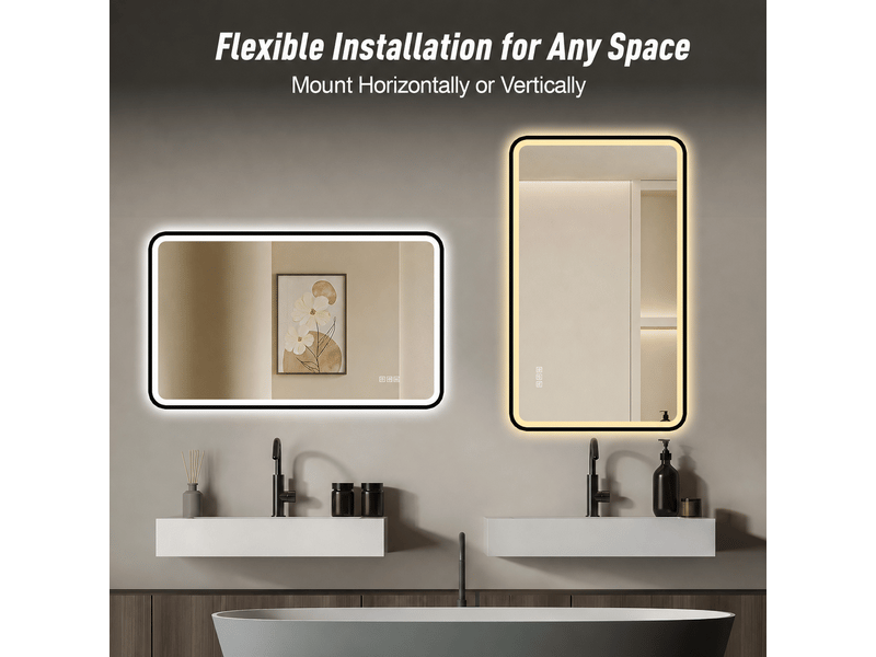  Miroir de salle de bain led cadre aluminium noir antibuée 70 x 90 cm W3700P467930 - Conforama E