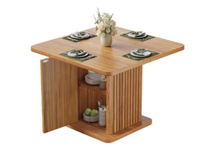 Table à manger carrée avec rangement 80x80x76 cm mdf effet bois foncé