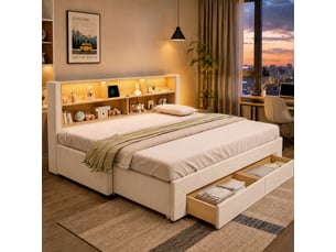 Lit banquette 90x200 cm <strong></strong>  <strong></strong> coloris beige